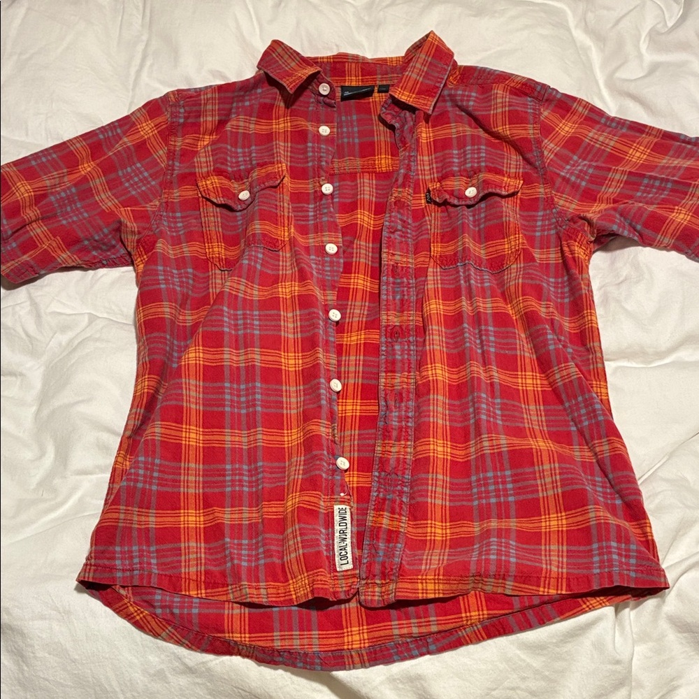 Kavu Red and Orange Checkered Shirt